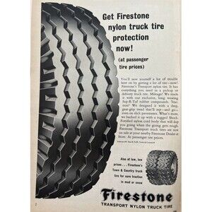 1965 Firestone "Transport Nylon Truck Tires" vintage ad from private estate--'65